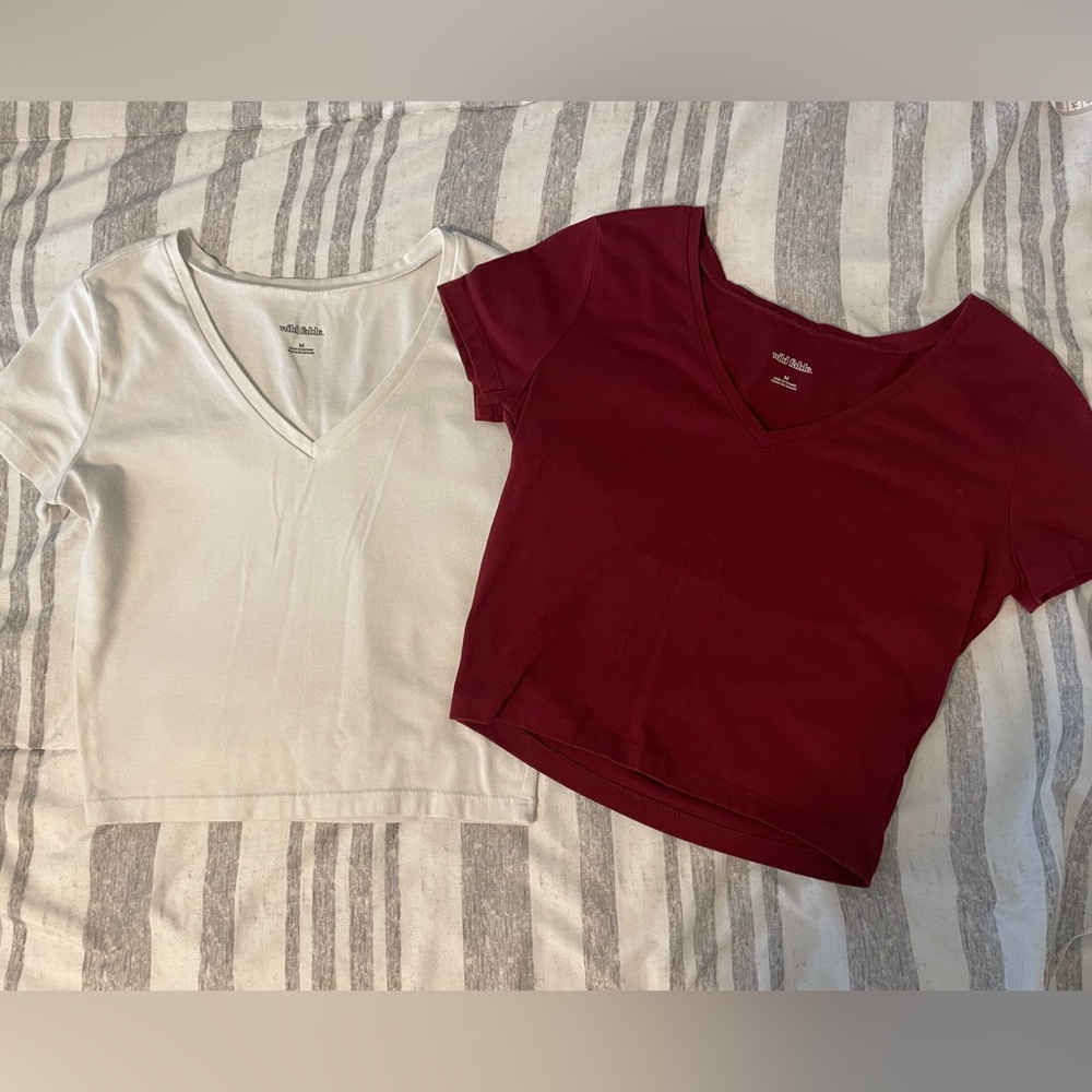 Set of 2 ladies medium v-neck crop tops